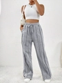 Pantalon de jogging gris large avec coutures verticales et taille à cordon serrage - S / Gris