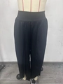 Women's black high-waisted wide-leg trousers with sleek finish and draped silhouette - XS / Black