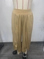 Fashionable high waist wide leg pants in khaki with high front slits for women - XS / Dark Khaki