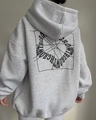 Detailed view of grey hoodie back featuring growth graphic print and soft cotton fabric - S / Light Gray