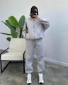 Detail of light grey-purple oversized fleece tracksuit showing the collar and pocket texture - S / Light Gray