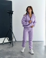 Lavender minimalist two-piece tracksuit set with half-zip sweatshirt and drawstring joggers - S / Light Purple