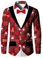 Camicia festiva rossa da uomo con stampa smoking 3D e motivi natalizi a quadri - S / Tops / Stampa smoking rossa (SDCS35)