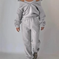 Tuta sportiva da donna grigia in pile con felpa con zip e pantaloni sportivi coordinati - Taglia S / Grigio