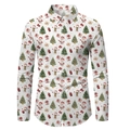 Camicia slim da uomo a maniche lunghe con base bianca e stampa natalizia 3D festiva - S / Tops / Stampa di elementi natalizi bianchi (ACS47)