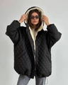 Détail de la veste noire matelassée à capuche avec doublure en polaire crème et pressions - S / Noir