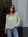 Light yellow thin knit cardigan with white buttons and loose fit for casual spring style - S / Light Yellow