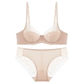 Set lingerie in pizzo rosa nudo con reggiseno con ferretto e slip coordinati - 70A / Nudo Rosa