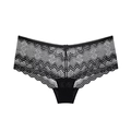 Sexy black lace panties with low waist design and bow decoration on white background - Black