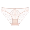 Bragas sexy de encaje floral rosa pálido estilo francés con lazo y malla transpirable - S / Color Piel