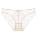 Elegantes bragas de encaje floral beige para mujer con diseño de cintura baja y lazo - S / Albaricoque