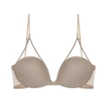 Sujetador beige sin costuras con escote en V profundo, tirantes finos y copas lisas - 70A / Color Piel