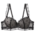French style black lace bra with heart patterns and soft underwire for curvy women - 70B / Tops / Black