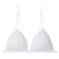 Bralette triangular blanco minimalista con tirantes finos y cierre frontal - M+(Copa C) / Blanco