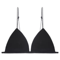 Sexy bralette francés negro con finos tirantes ajustables y copas triangulares sin aros - M+(Copa C) / Negro