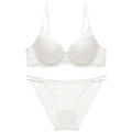 Conjunto de lencería de encaje blanco con sujetador push-up y braga con aberturas - 70A / Blanco