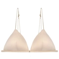 Bralette triangular beige minimalista con cierre frontal y tirantes dobles finos - M+(Copa C) / Color Piel