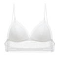 French style white lace bralette with thin straps and deep U-back design for women - S / White Lace Style B
