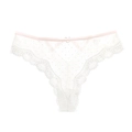 String en dentelle blanche avec motifs de cœurs et taille élastique rose - S / Blanc