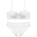 Dettagli del set lingerie in pizzo bianco con ricami fini e ferretto morbido per donna - S / Bianco