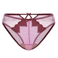 Slip sexy in rete rosa francese con ricamo a cuore e dettaglio incrociato in vita - Taglia S / Borgogna
