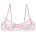 Zartrosa französischer Spitzen-BH mit Blumenstickerei und Satin-Trägern - 70B / Oberteile / Rosa