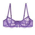 Reggiseno in pizzo viola con ricami floreali e spalline regolabili in stile elegante - 70B / Viola
