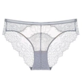 Bragas de encaje azul claro de estilo francés para mujer con malla transpirable y bordes - S / Gris