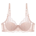 Sujetador de encaje rosa nude con bordado floral, soporte con aros y lazos - 70A / Color Piel