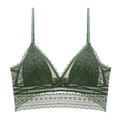 Bralette en dentelle vert foncé avec bonnet en U sans armature et détails floraux - S / Vert Foncé