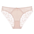 Eleganti mutandine in pizzo floreale a vita bassa da donna color beige con fiocco - Colore pelle