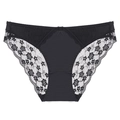 Slip in raso con pizzo floreale e fiocco delicato in un design nero classico ed elegante - Nero