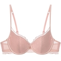 Pink French style polka dot mesh lace bra with underwire and adjustable straps for women - 70A / Tops / Lotus root pink