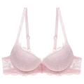 Dettaglio reggiseno in pizzo rosa con ricamo floreale e fiocco con ciondolo in metallo - 70A / Top / Rosa
