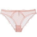 Slip in rete rosa pallido con pois e bordi arricciati, vista piatta stile minimalista - Taglia S / Rosa loto