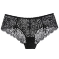 Sexy schwarze Spitzenunterwäsche mit Blumenmuster und kleinen seitlichen Schleifen - S / Schwarz