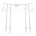 Elegant white floral lace garter belt with adjustable straps and bow decoration - L / White