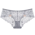 Graue florale Spitzenunterwäsche mit rosa Schleifen und atmungsaktivem Mesh-Design - Grau