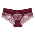 Culotte sexy en dentelle florale rouge bordeaux avec petit nœud et taille basse - S / Bordeaux