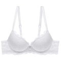 Sujetador push-up elegante de encaje blanco floral con tirantes ajustables y cristal - 70A / Blanco