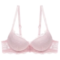 Elegante sujetador push-up de encaje rosa para mujer con detalles florales y pequeño diamante - 70A / Rosa