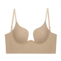 Sujetador sin costuras beige con escote en U profundo y tirantes ajustables - 70A / Color Piel