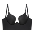 Sujetador push-up negro sin costuras para mujer con escote en U profundo y acabado liso - 70A / Negro