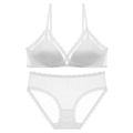 Weißes Spitzen-Bralette-Set mit Dreieckskörbchen und atmungsaktivem Mesh-Gewebe für Damen - S / Oberteil Und Unterteil / Weiß