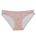 Eleganti slip a vita bassa in pizzo e mesh rosa pallido con cinturini elastici - Rosa