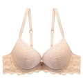 Sujetador push-up de encaje champán con motivos florales y tirantes dobles muy delicados - 70A / Tops / Color Piel