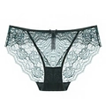 Culotte en dentelle vert foncé avec motif floral et petit nœud sur fond blanc - Vert Foncé