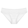 Bragas francesas de encaje blanco para mujer con bordado floral y detalle de puente algodón - Blanco