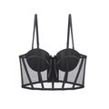 Bustier tipo corsé de malla negra estilo francés con aro suave y detalle de satén - 70B / Negro