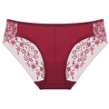 Elegante weinrote Spitzenunterwäsche für Damen aus glattem seidenähnlichem Stoff mit Stickerei - S / Burgunderrot